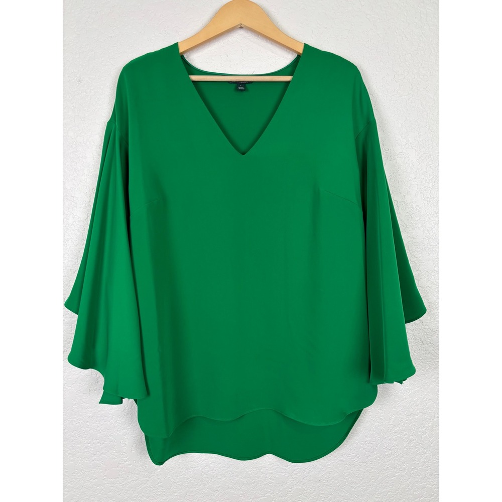 Lauren Ralph Lauren Black Lable‎ Womens Blouse Top Sz Large Green Bell Sleeves